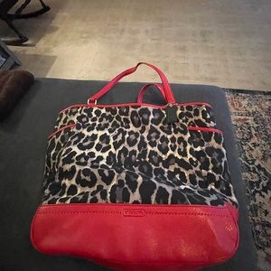 Red cheetah coach bag